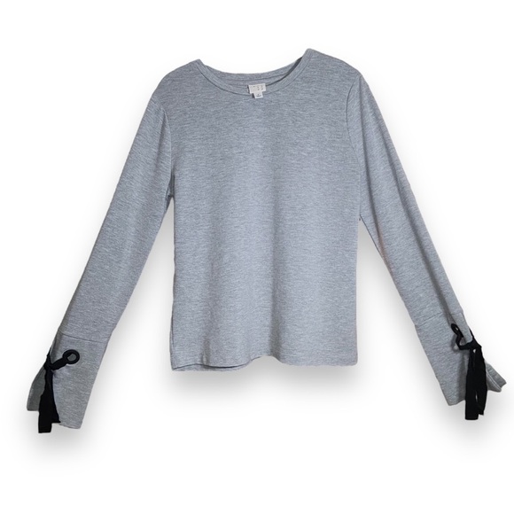 a new day Tops - A New Day Top Long Sleeve Shirt Ribbon Bows Grey Black